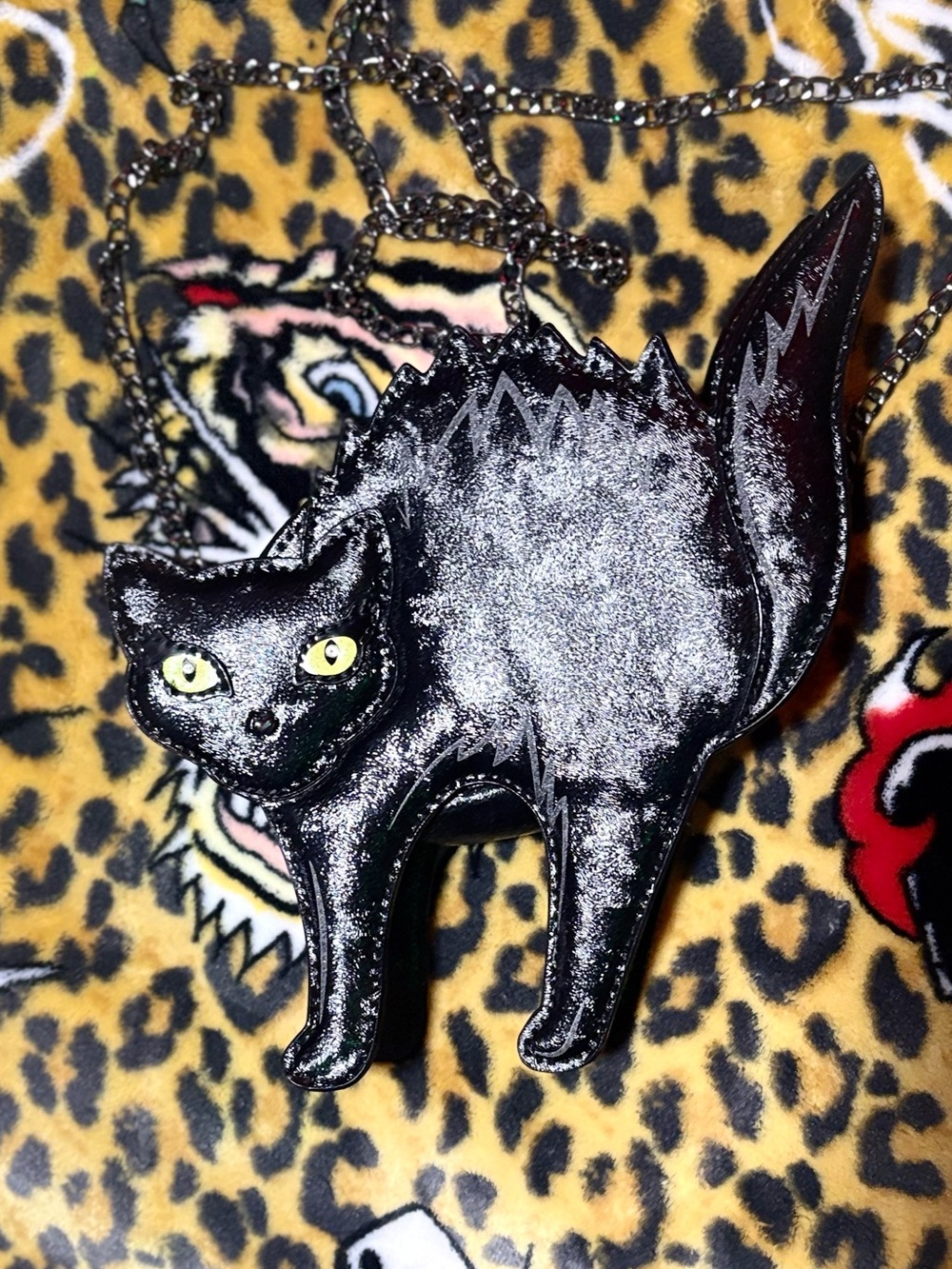 Betsey Johnson Black Cat Purse with chain strap NWOT